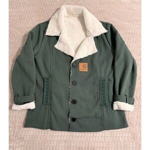 Carhartt Women’s Green Sherpa Lined Work Jacket Button Front Size L Workwear